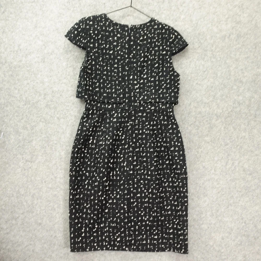 J Crew Black Boucle Tweed Dress S White Fleck Cap Sleeve Old Money Office Siren